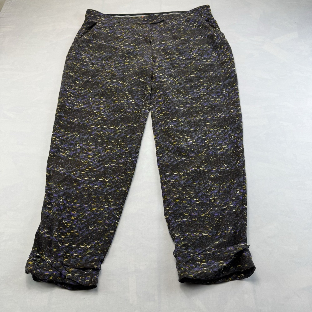 Tory Burch Silk Print Pants Women's Size 12 Multicolor Abstract Pull On